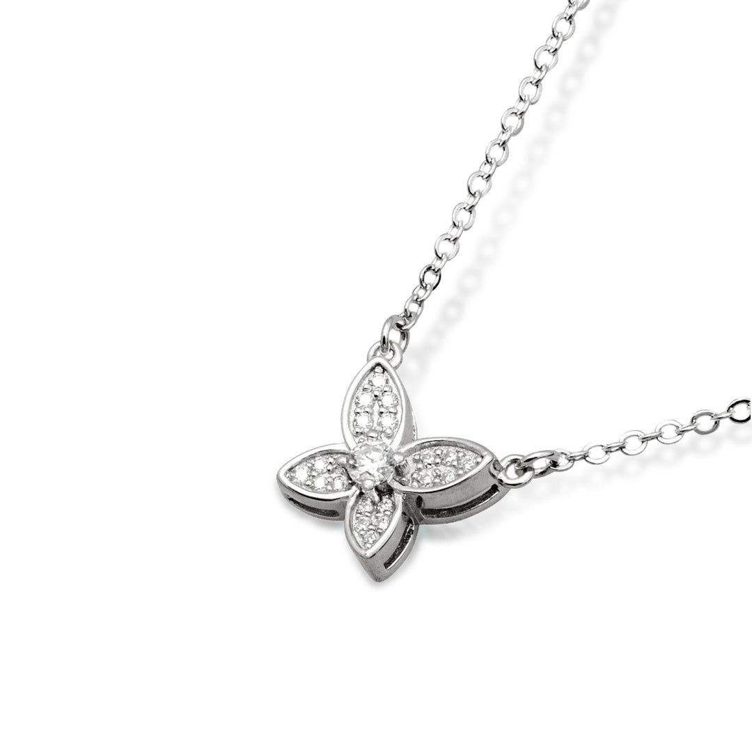 0.15ct モアサナイト バタフライ ソリティア パヴェ ネックレス シルバー925