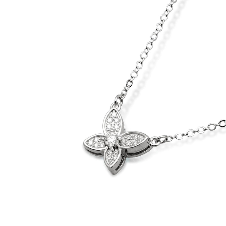 0.15ct モアサナイト バタフライ ソリティア パヴェ ネックレス シルバー925