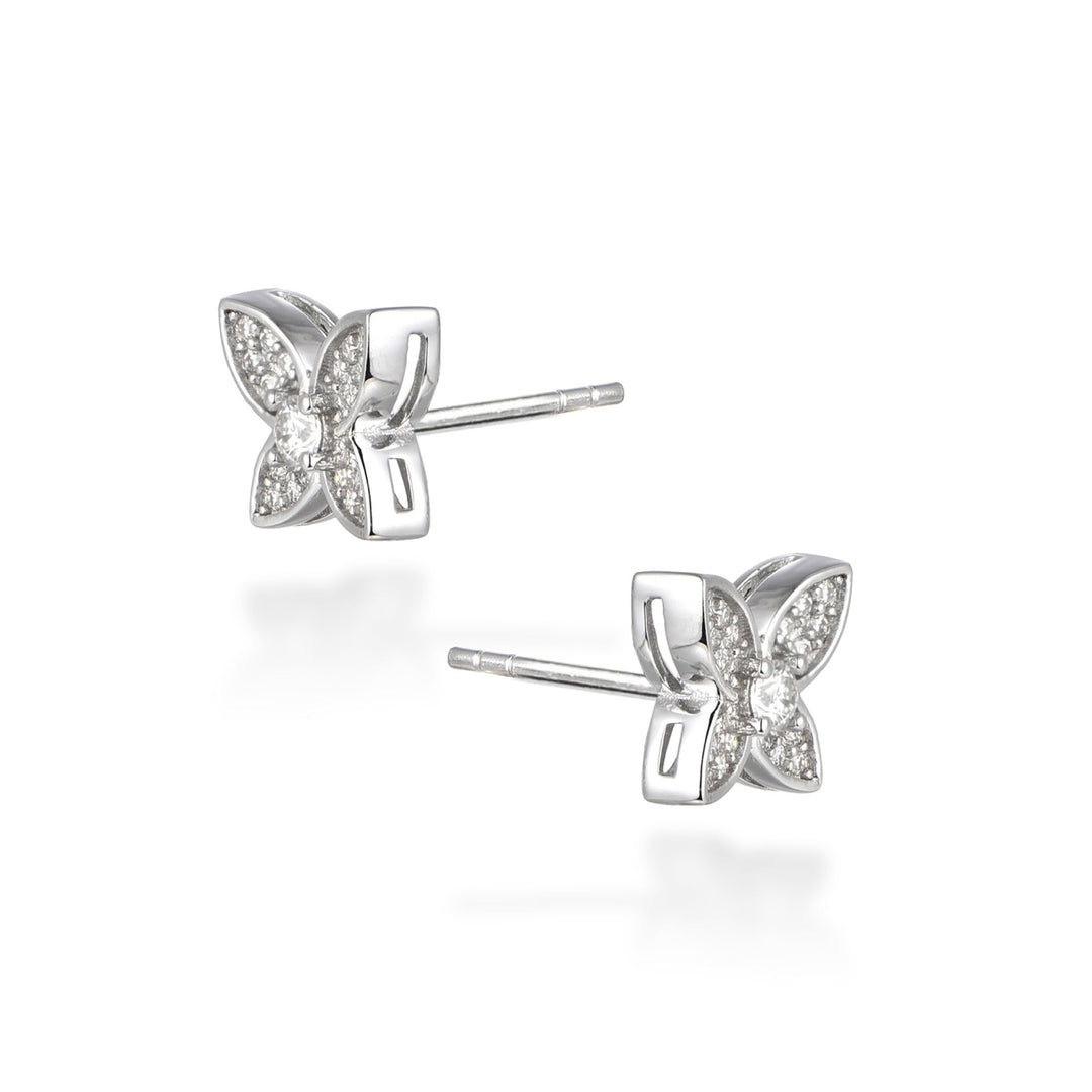 0.3ct モアサナイト バタフライ ソリティア パヴェ ピアス シルバー925