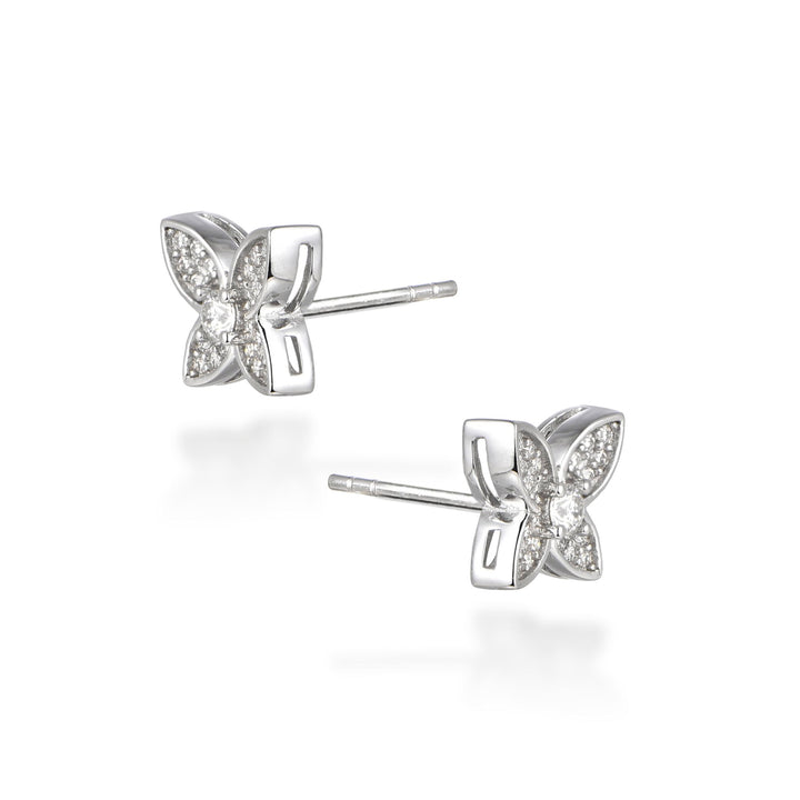0.3ct モアサナイト バタフライ ソリティア パヴェ ピアス シルバー925