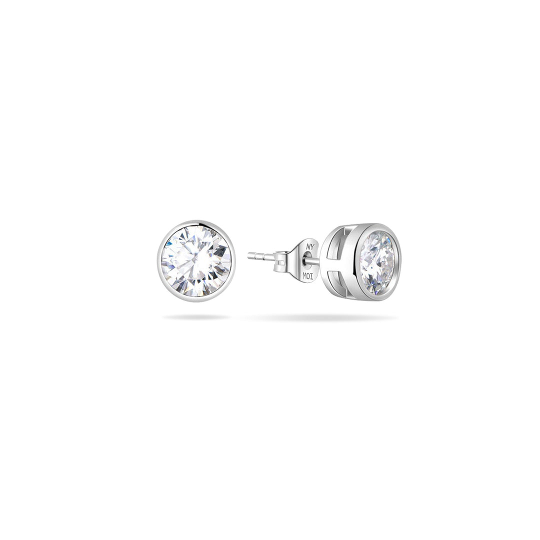 3.0ct モアサナイト ベゼル ピアス シルバー925