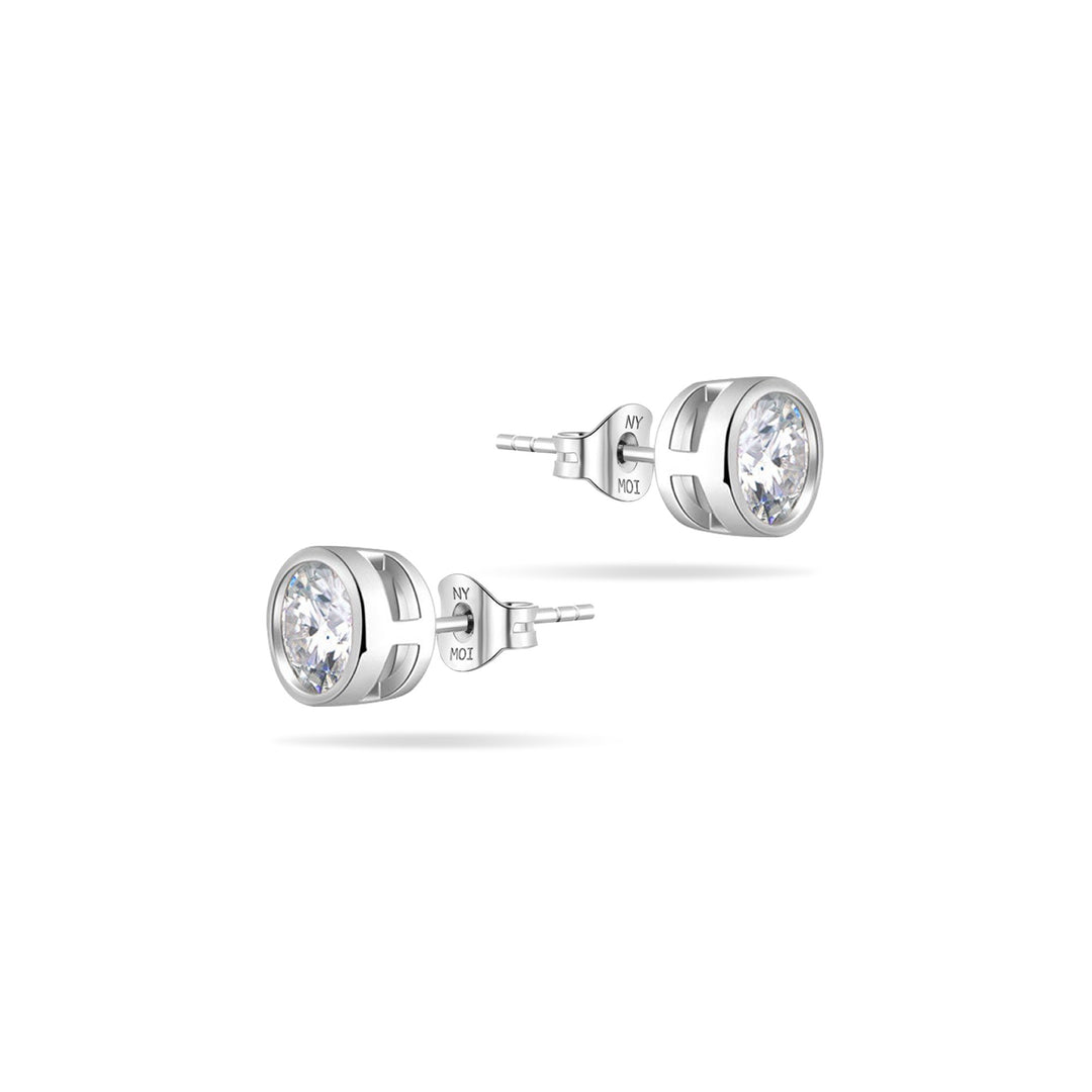 3.0ct モアサナイト ベゼル ピアス シルバー925