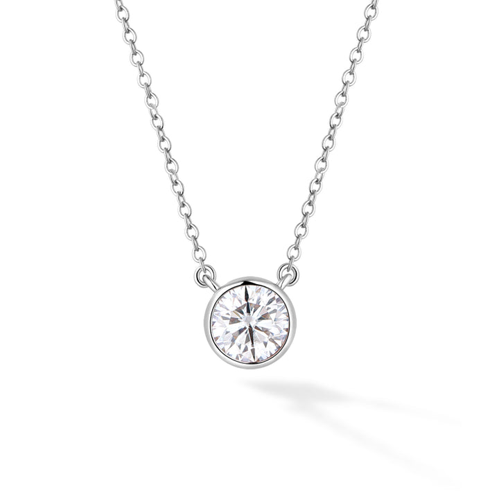 1.0ct モアサナイト ベゼル ネックレス シルバー925