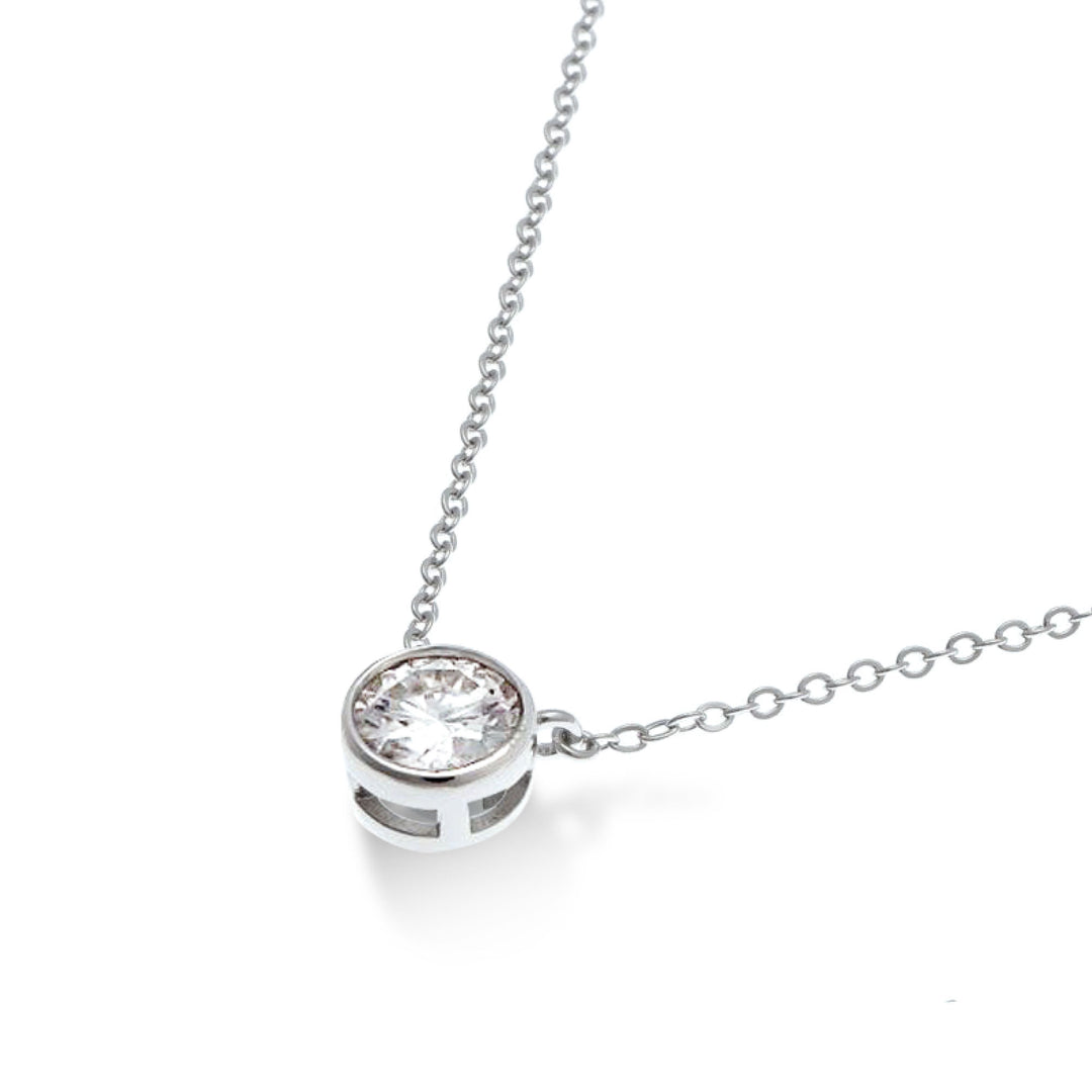 1.0ct モアサナイト ベゼル ネックレス シルバー925