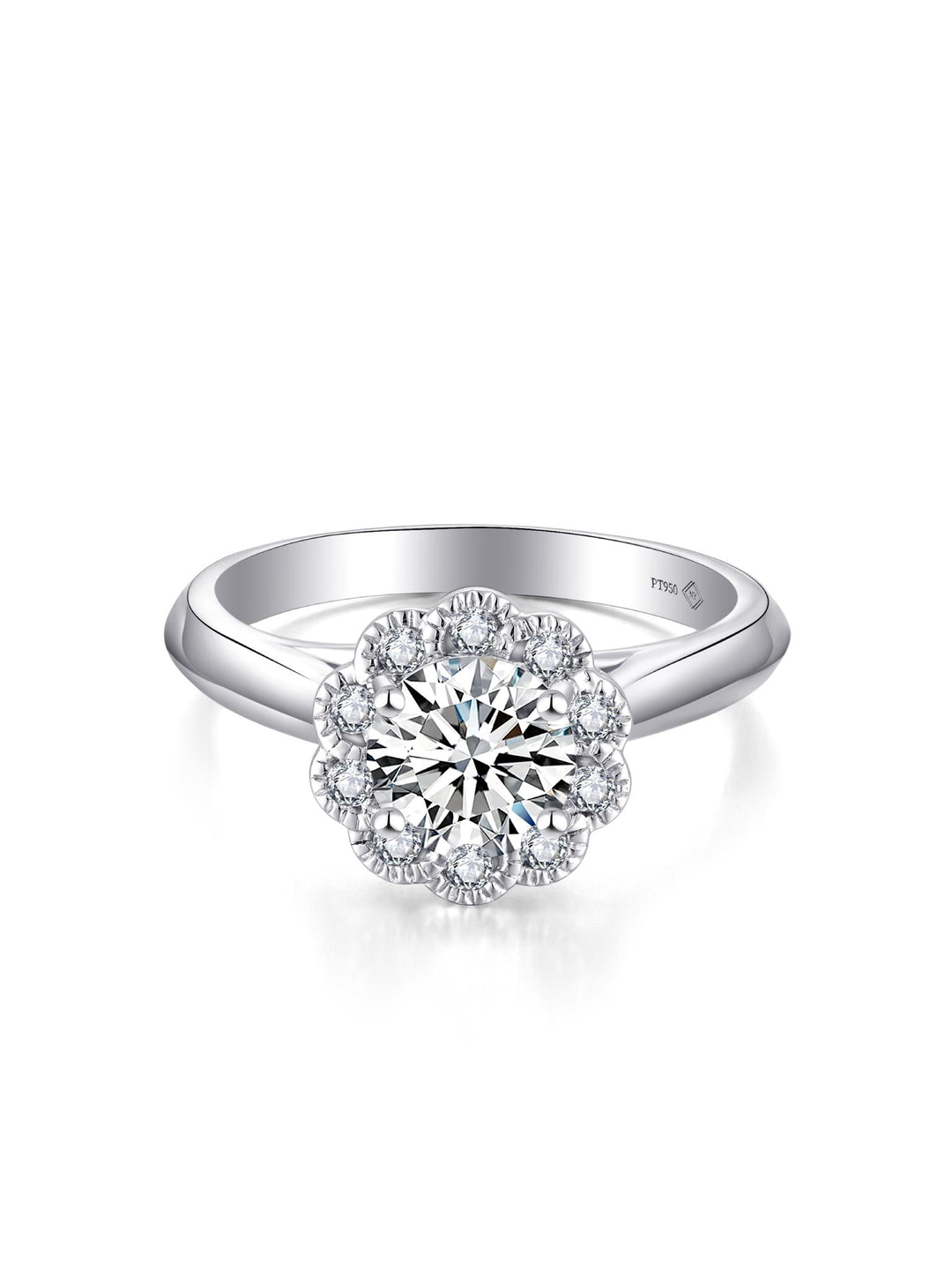 1.165ct プラチナ 4つ爪 フラワー リング