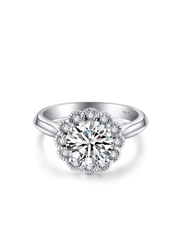 プラチナリング 2.19ct プラチナ 4つ爪 フラワー リング | NEXT DIAMOND NEW YORK