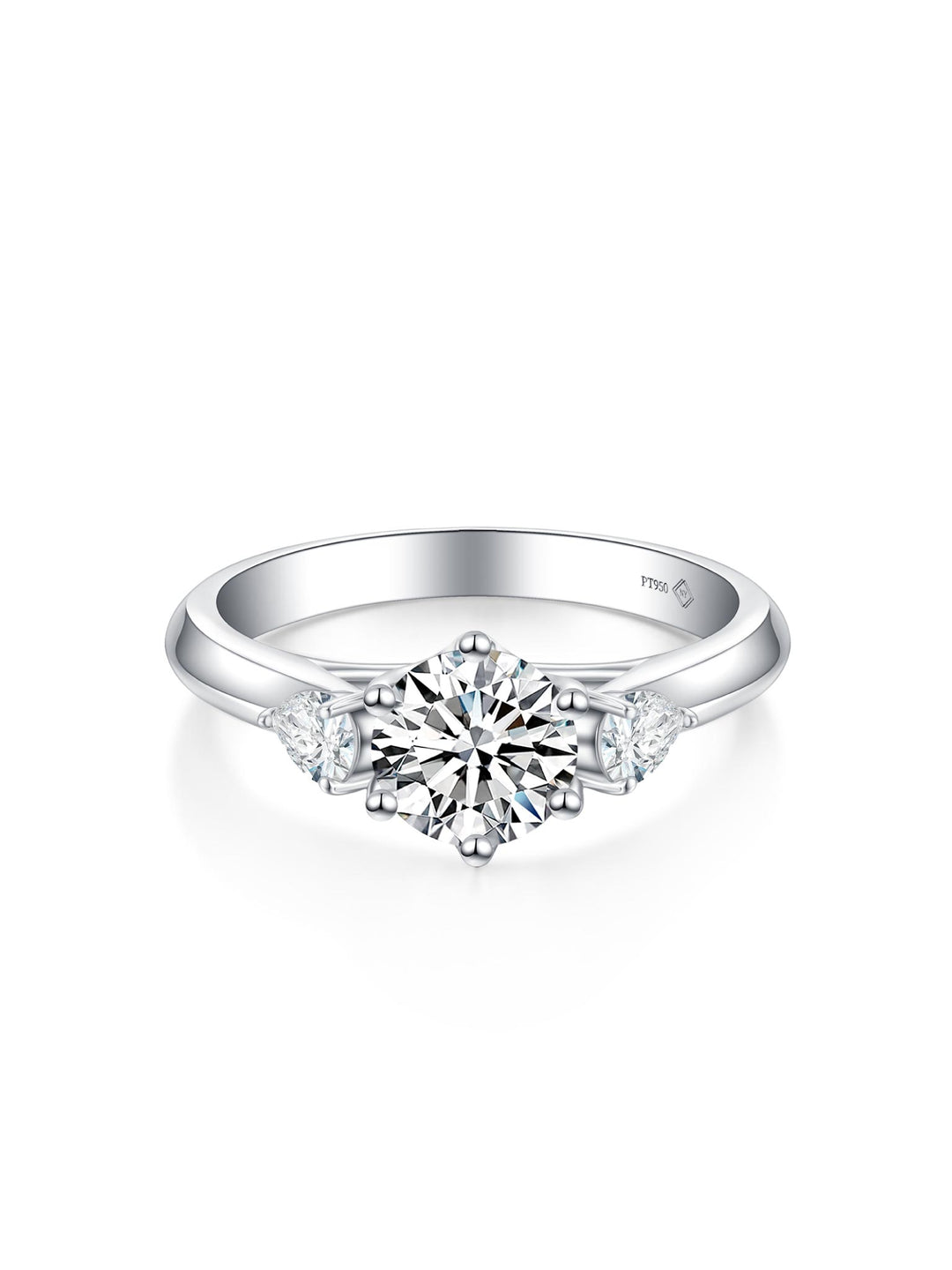 1.435ct プラチナ 6つ爪 3ストーン リング