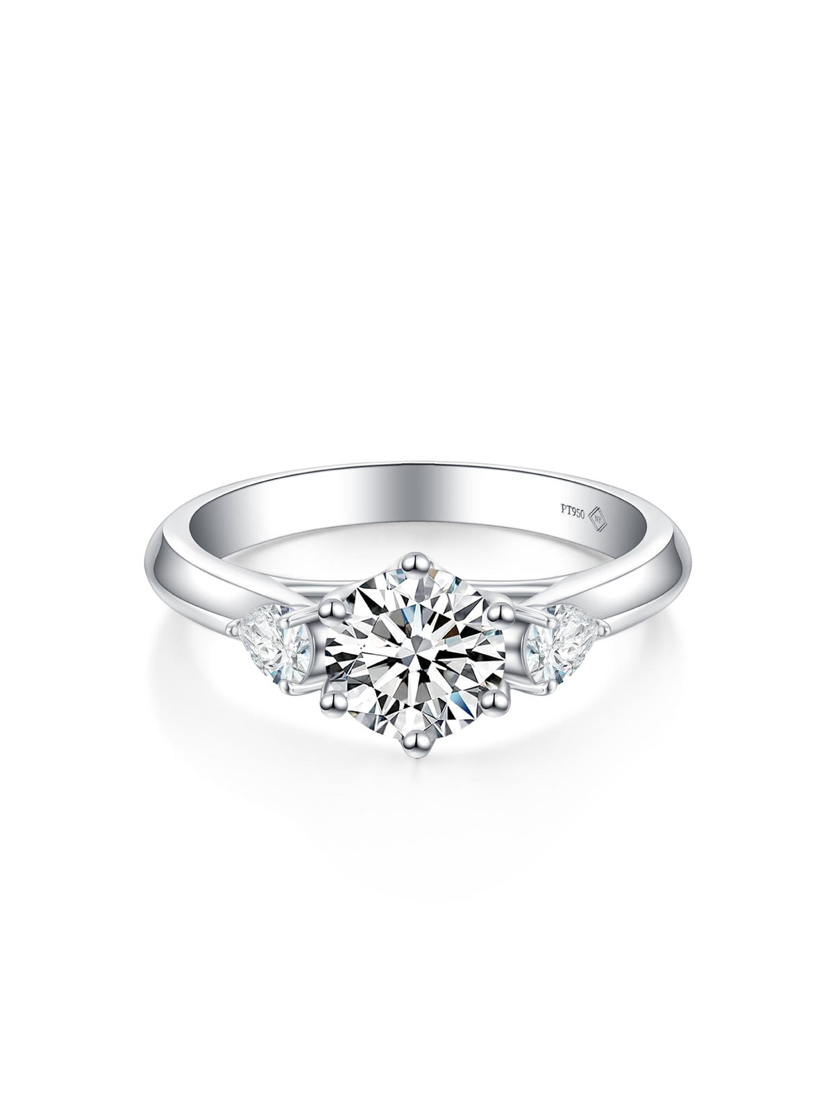 1.435ct プラチナ 6つ爪 3ストーン リング
