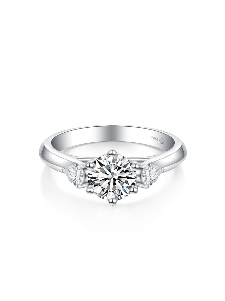 1.435ct プラチナ 6つ爪 3ストーン リング