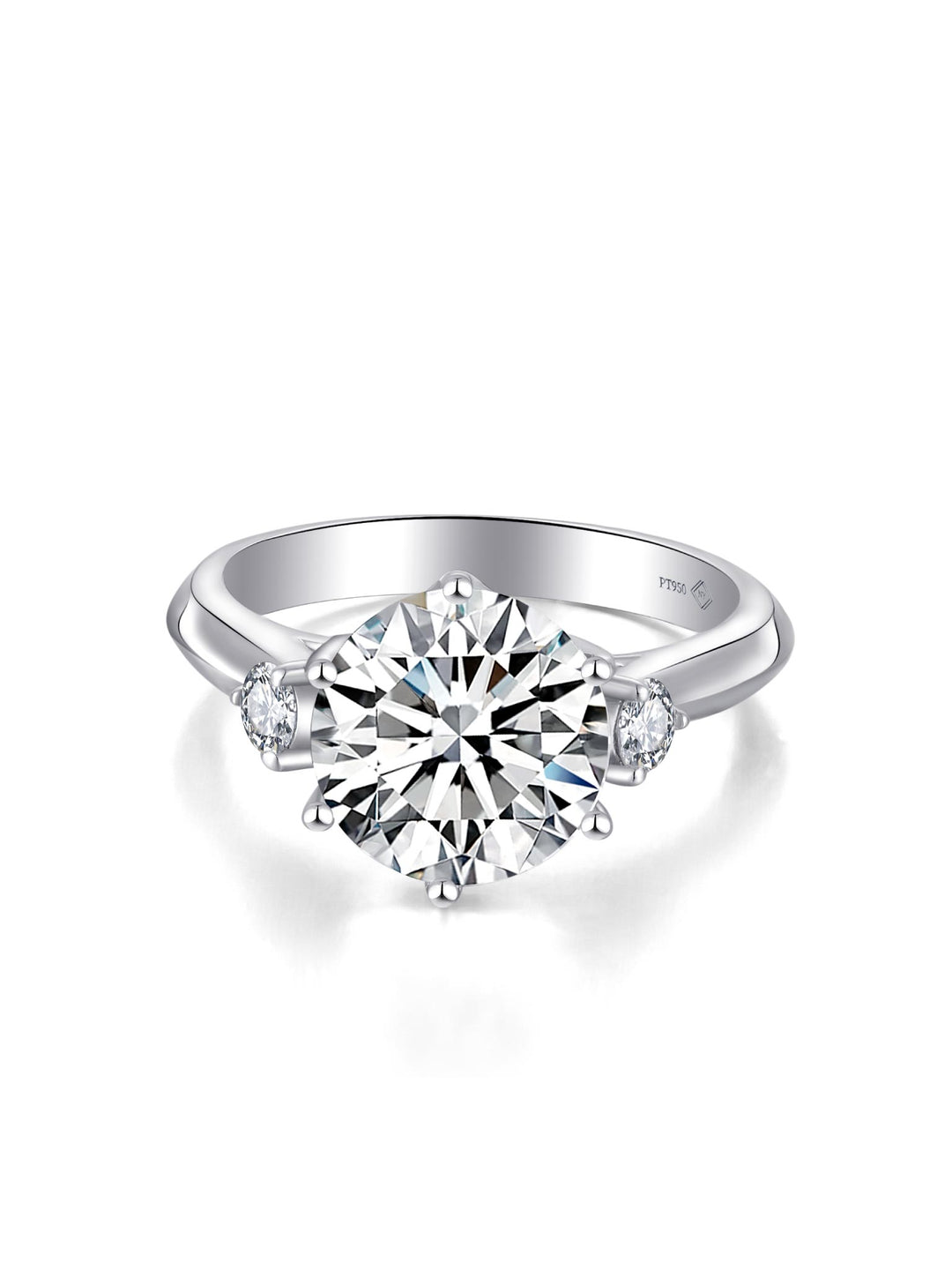 3.215ct プラチナ 6つ爪 3ストーン リング