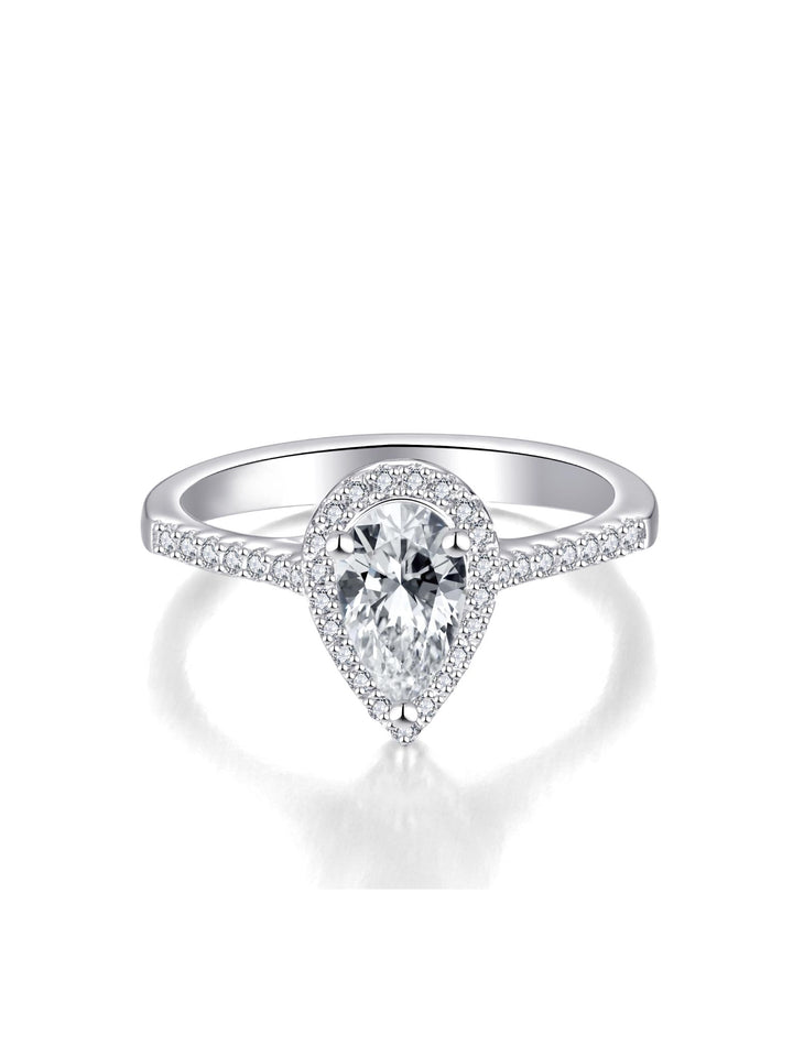 1.232ct プラチナ ヘイロー ペアシェイプ リング