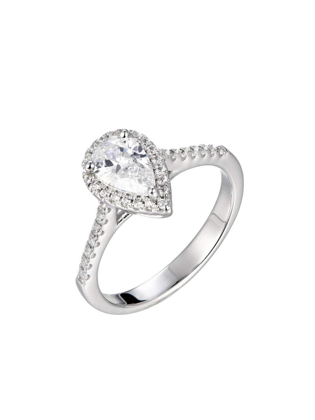 1.232ct プラチナ ヘイロー ペアシェイプ リング