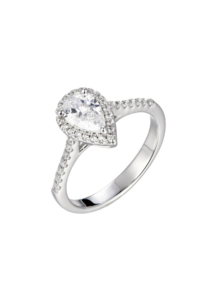 1.232ct プラチナ ヘイロー ペアシェイプ リング