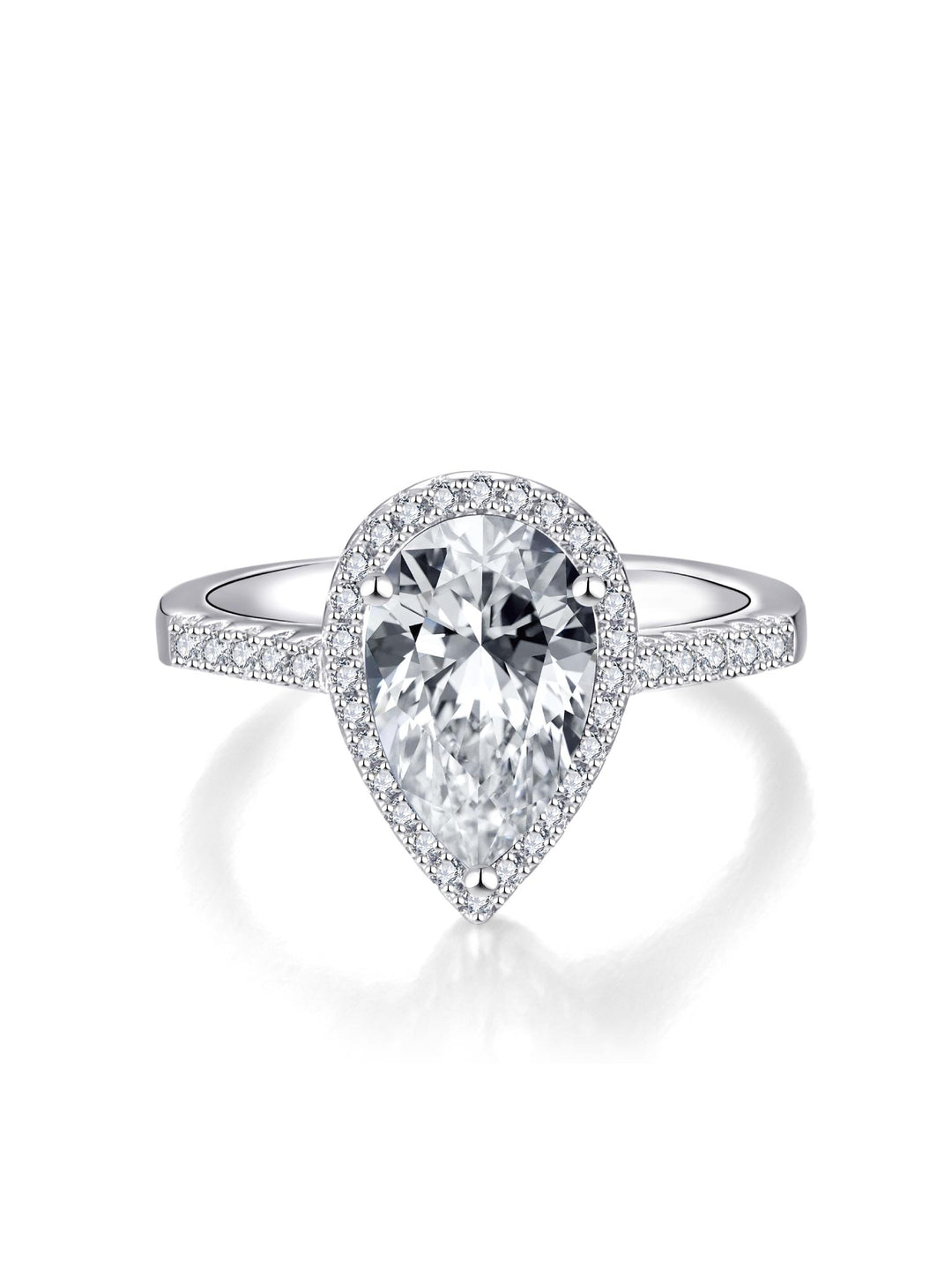 3.335ct プラチナ ヘイロー ペアシェイプ リング