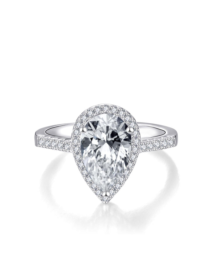 3.335ct プラチナ ヘイロー ペアシェイプ リング