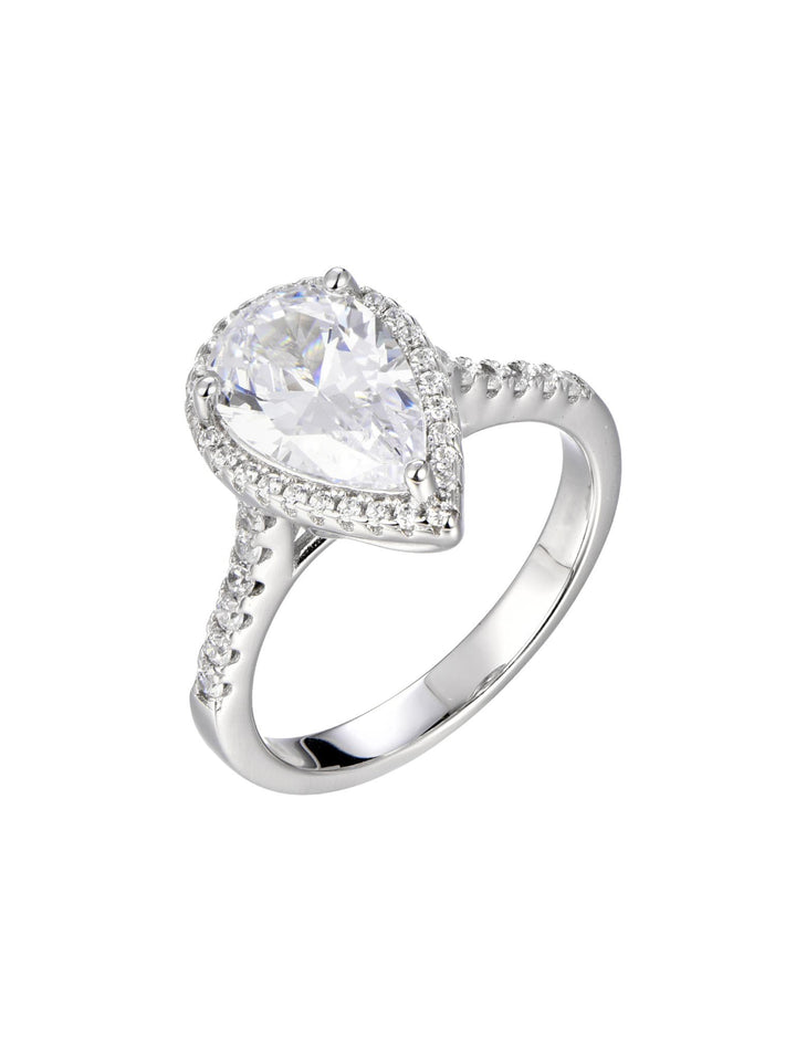 3.335ct プラチナ ヘイロー ペアシェイプ リング