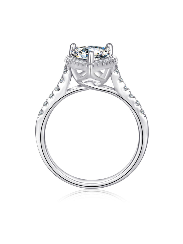 3.335ct プラチナ ヘイロー ペアシェイプ リング
