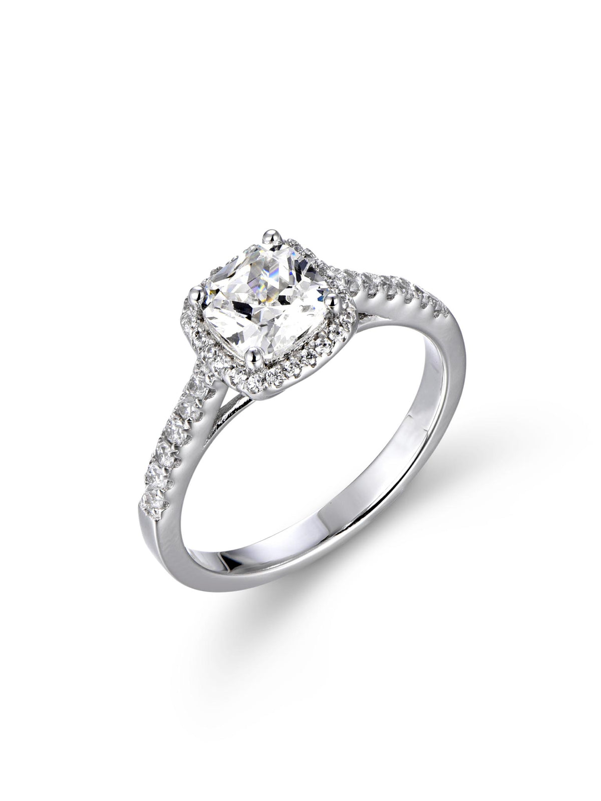 1.54ct ラボグロウンダイヤモンド ヘイロー クッション リング プラチナ