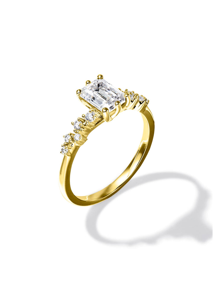 1.17ct 18K イエローゴールド 6本爪 エメラルド リング