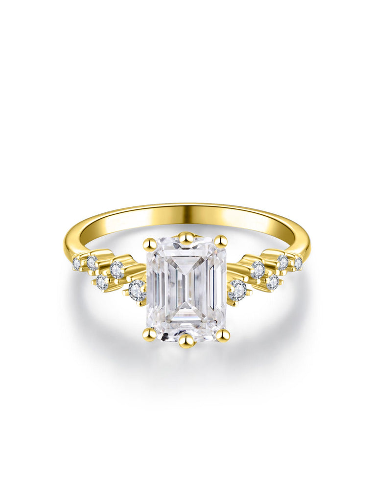 nanotta 天然エメラルドリング 22KGP 大粒 箱、カード付き 2.17ct モアサナイト 6本爪 エメラルド リング 18K イエローゴールド