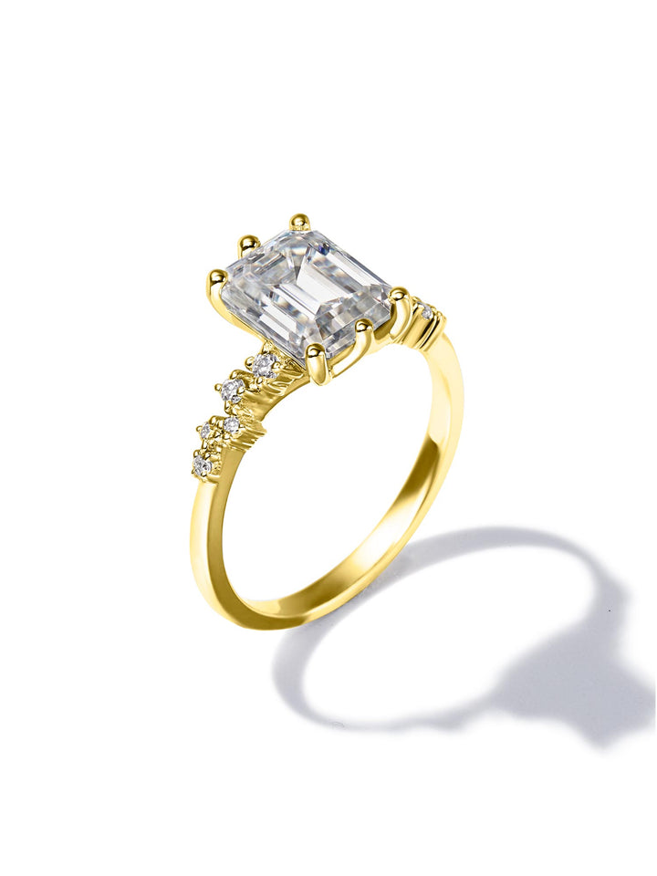 3.17ct 18K イエローゴールド 6本爪 エメラルド リング