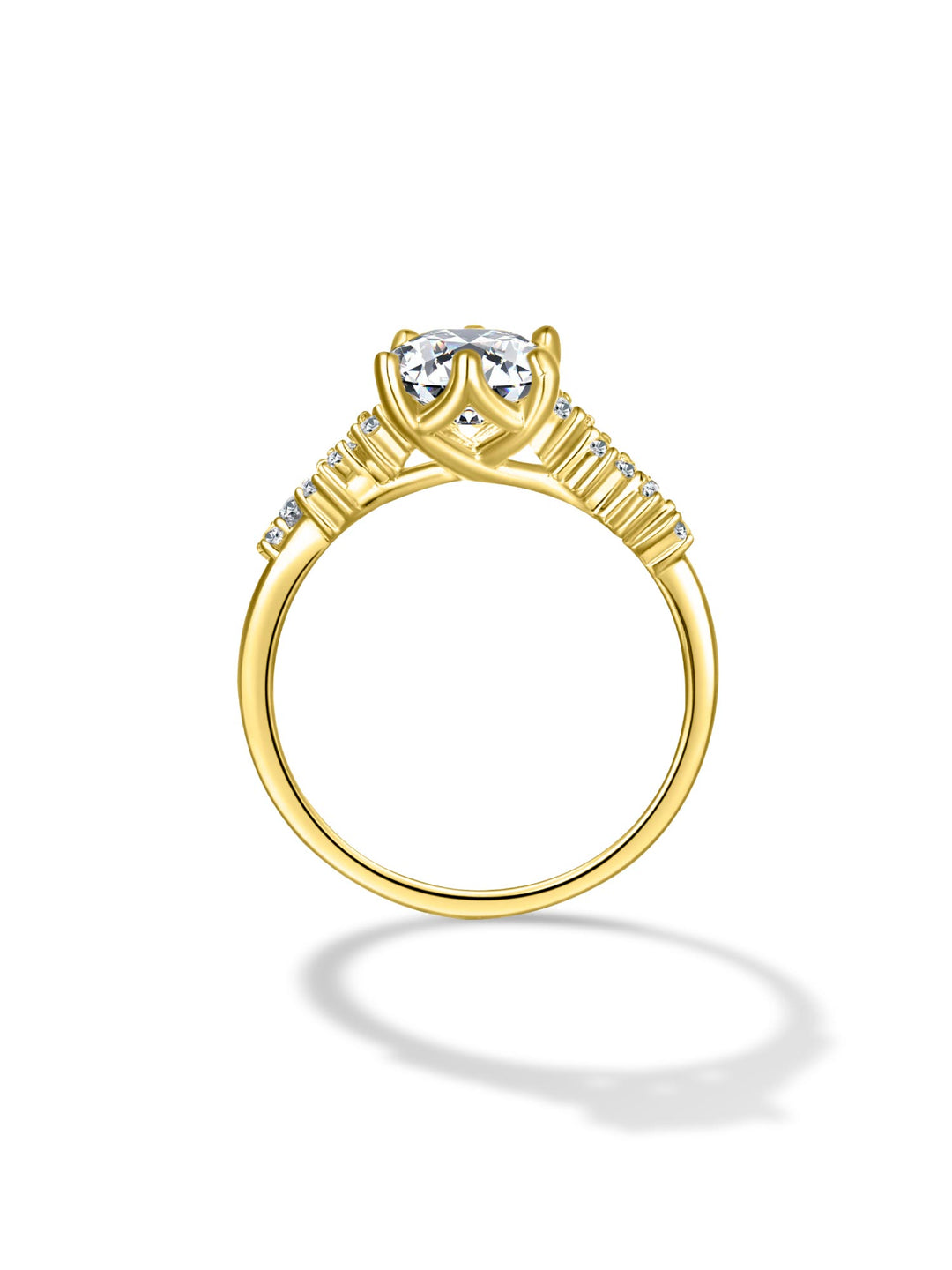 3.17ct 18K イエローゴールド 6本爪 エメラルド リング